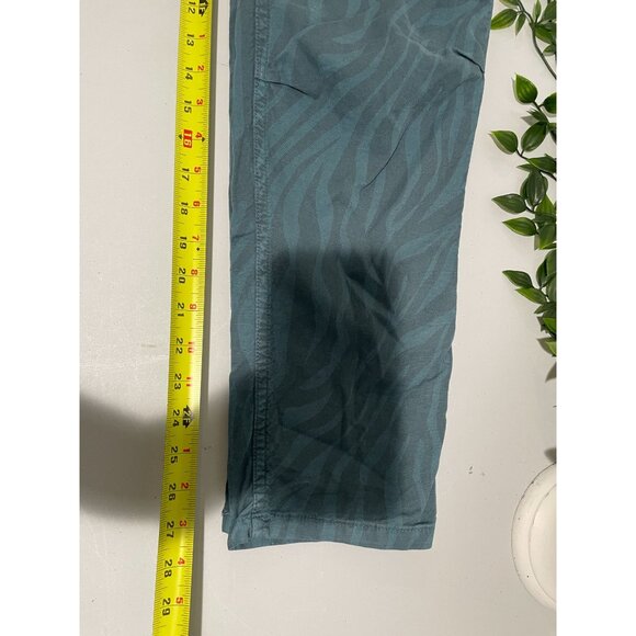 Anthropologie Wanderer Pants Womens 26 Blue Green Zebra Linen Crop High Rise - Picture 10 of 15